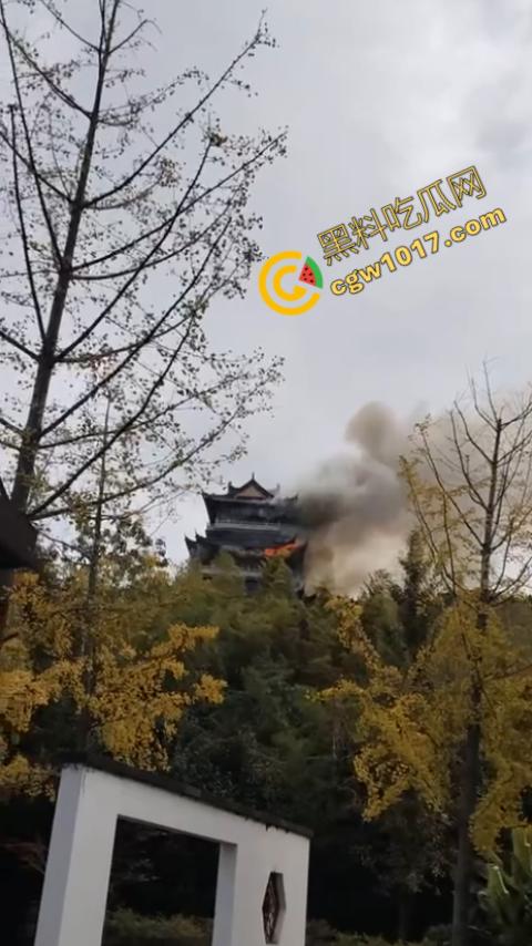 张家港凤凰山火焰翻腾：古寺在烈火中化为飞灰，黑烟滚滚，古建焦黑，无情怒火吞噬文化遗珍，可怕景象令人心碎-4