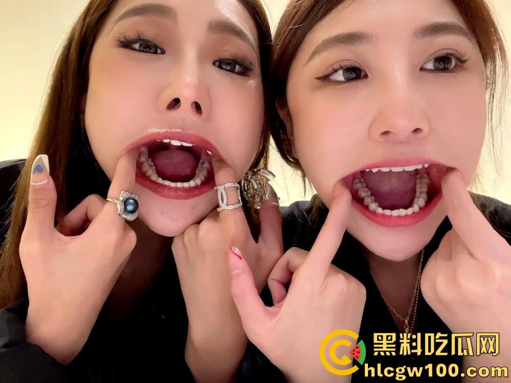 恋物口腔癖狂喜，两个颜值母狗对着镜头互相吐舌张嘴展示喉咙深处-5