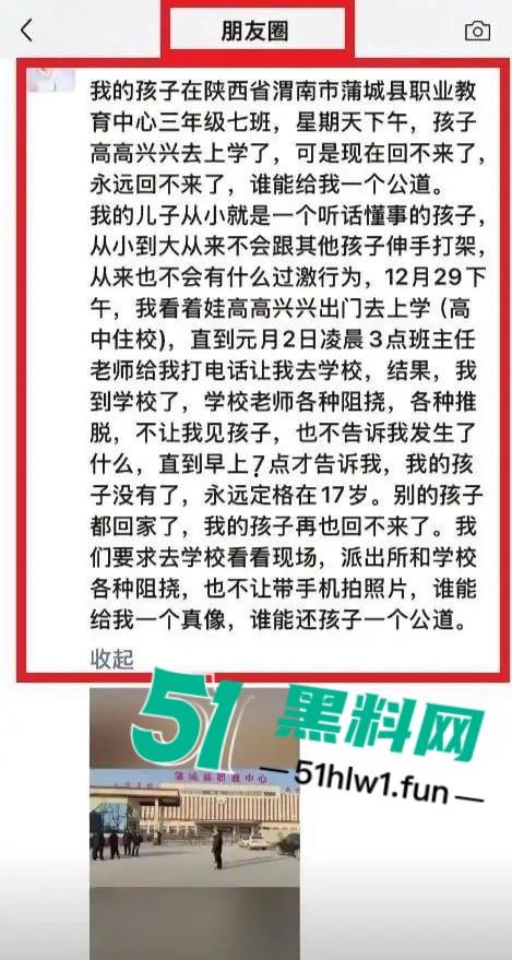 陕西蒲城17岁高三学生坠亡 家长深夜接班主任电话后被学校看管 真相疑点重重引热议！-10