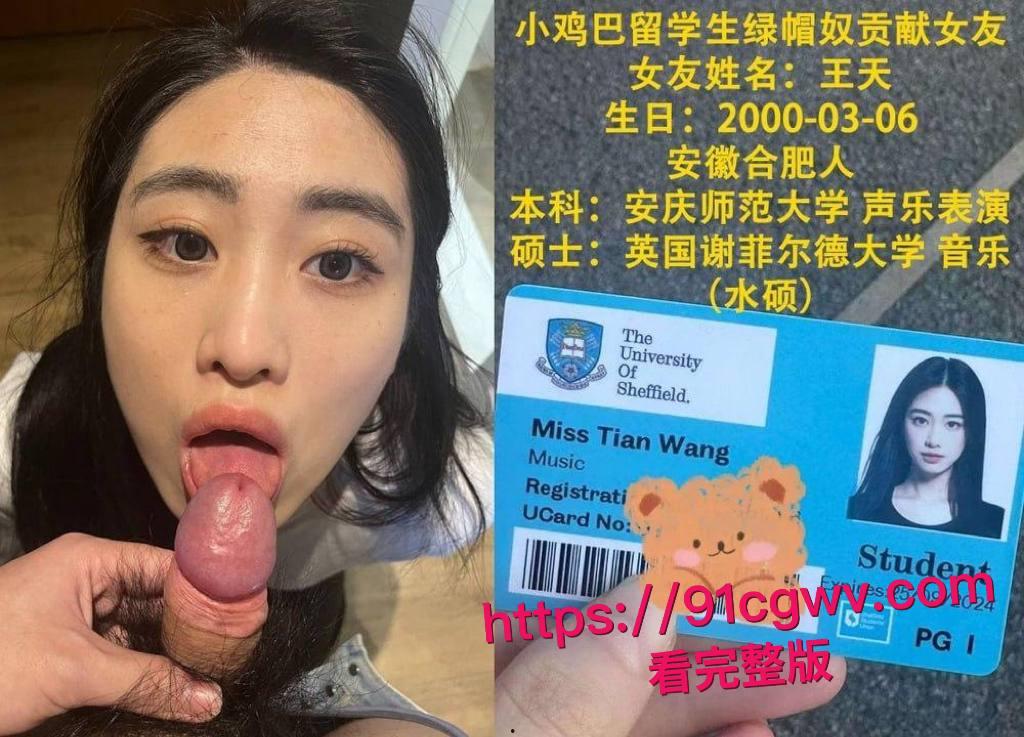 谢菲尔德音乐系高颜女神王天惨遭绿帽男友甩出私密大片！留学圈人人给钱就能上的极品骚货，跪舔鸡巴视频让哥们儿裤裆紧绷-14
